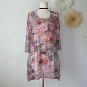 Cal Style Womens Fairy Lace Tunic Top Size M Sheer Floral Whimsigoth Bling Y2K